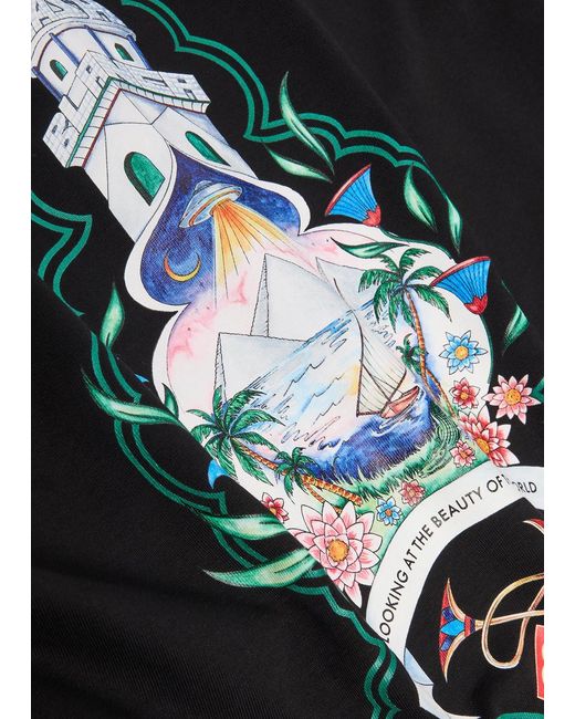 Casablanca Black Front And Back Printed T-Shirt for men