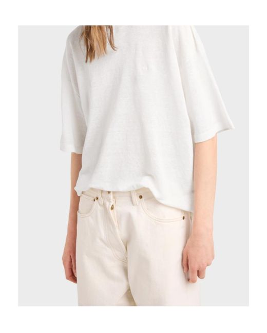 Prada White Short-Sleeved Linen T-Shirt