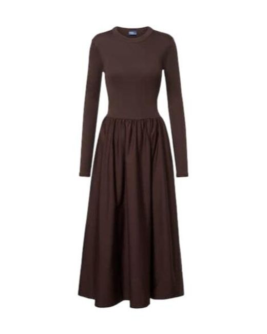 Polo Ralph Lauren Brown Cotton Midi Dress