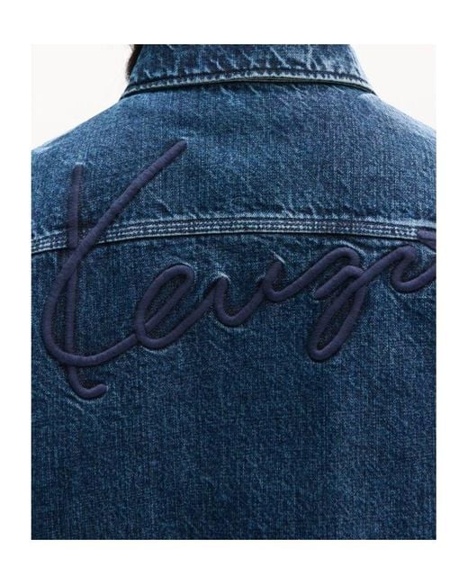 KENZO Blue Signature Genderless Japanese Denim Utility Jacket for men