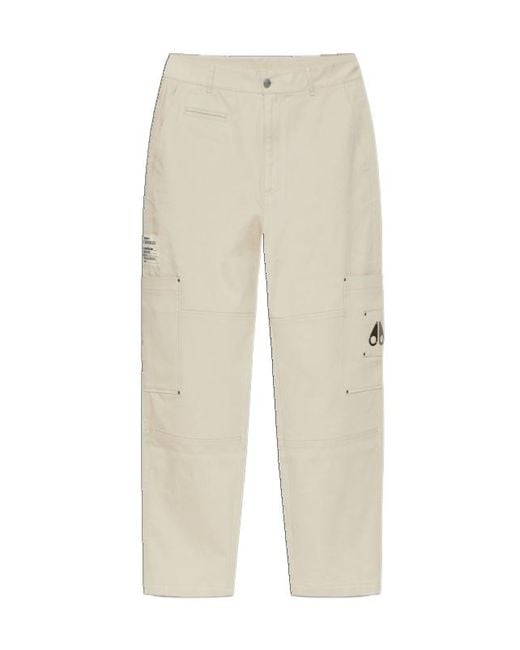 Moose Knuckles Natural Logo Patch Trousers for men