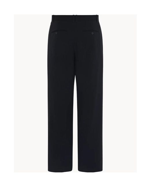 The Row Black Pleated Straight-Leg Tailored Trousers for men