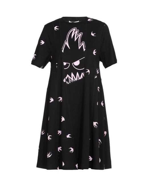 McQ Alexander McQueen Black Swallow Monster T-Shirt Dress