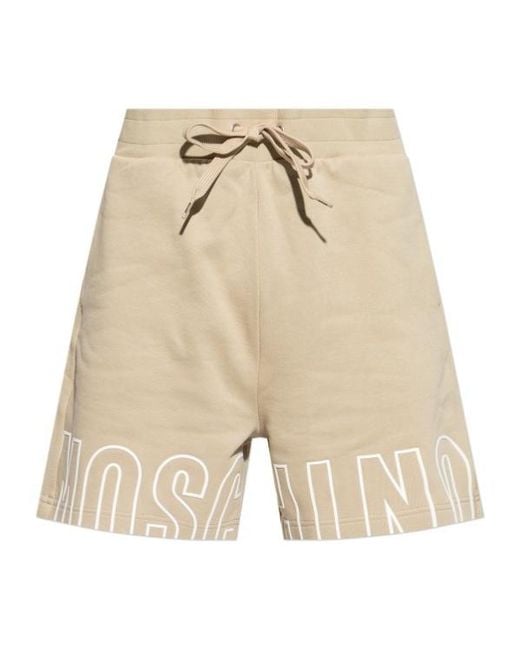 Moschino Natural Logo Printed Drawstring Sweatshorts for men