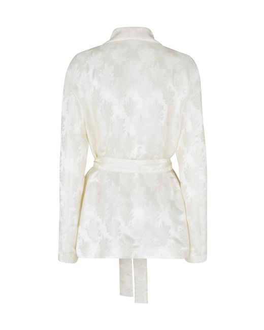 Fendi White Floral Motif Wrap Jacket