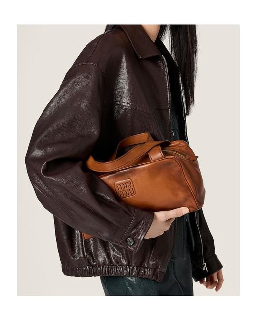Miu Miu Brown Zip-Up Blouson Jacket
