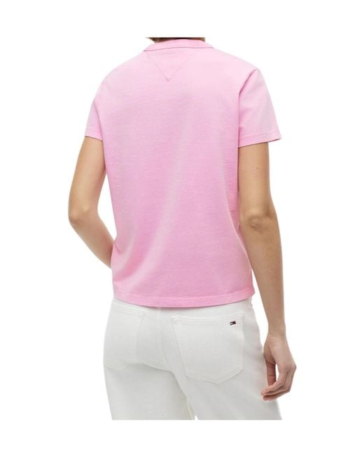 Tommy Hilfiger Pink Repeat Logo Washed Jersey T-Shirt