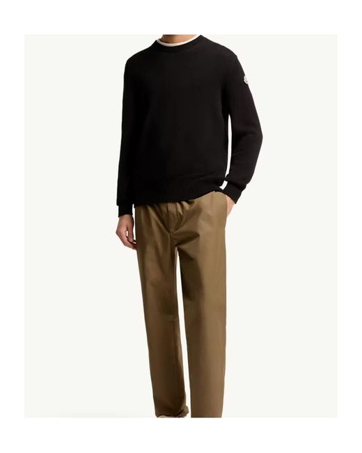 Moncler Black Logo Patch Crewneck Jumper for men