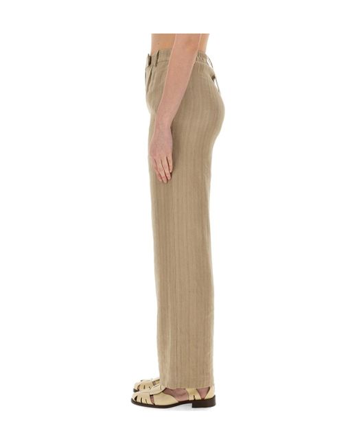 Alysi Natural Herringbone Straight Leg Trousers