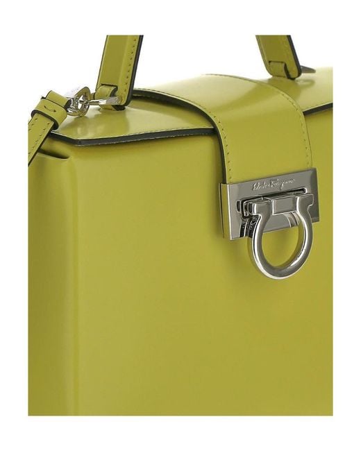 Ferragamo Yellow Logo Box Shoulder Bag