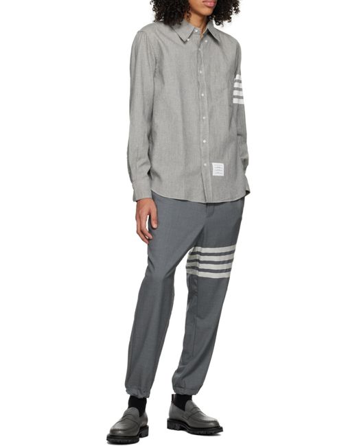 Thom Browne Gray 4-Bar Denim Shirt for men
