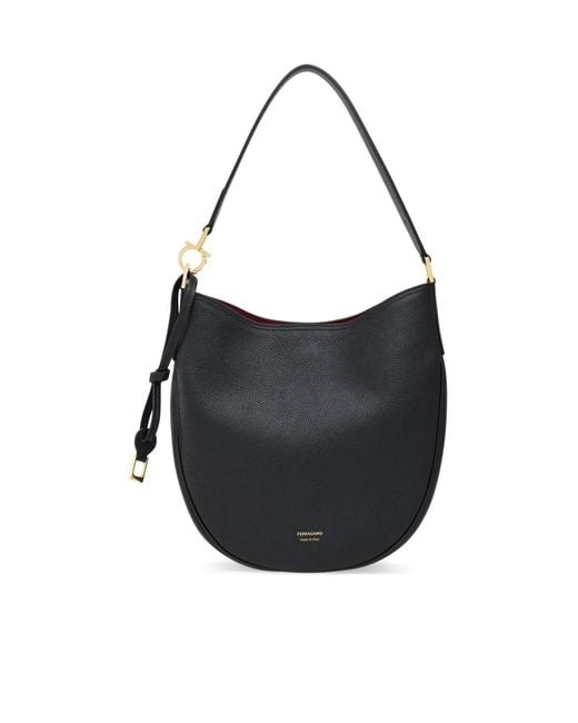 Ferragamo Black Ferragamo North-South Medium Hobo Bag