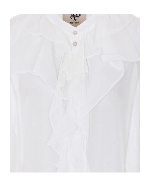 Aniye By White Ruffled Long-Sleeve Shirt