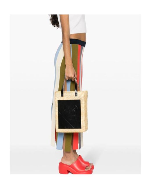 Plan C Black Pili And Bianca Straw Tote Bag
