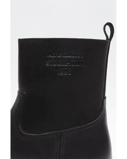 Acne Black Leather Waxed Boots for men