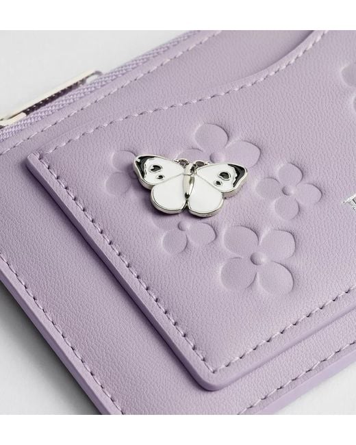 Dior Purple Jardin Cosmos Zipped Card Holder