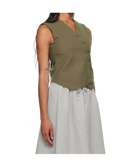 Frankie Shop Green Sleeveless Button-Fastening Top