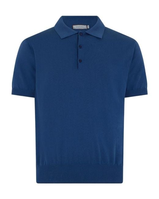 Canali Blue Short-Sleeved Polo Shirt for men
