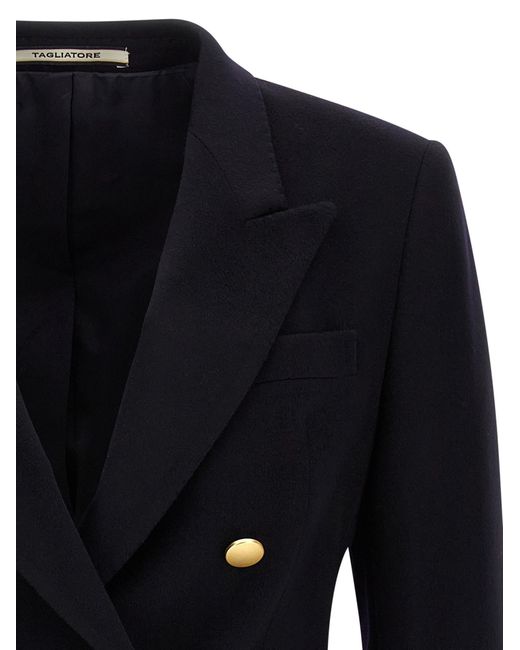 Tagliatore Black Double-Breasted Tailored Blazer