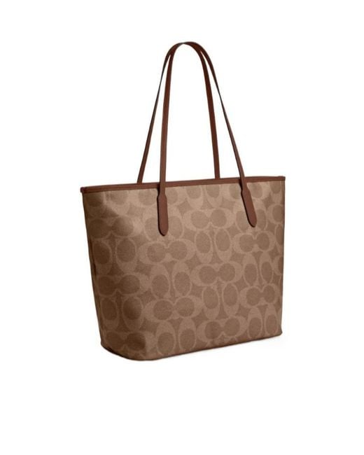 COACH Brown Large City Tote Bag