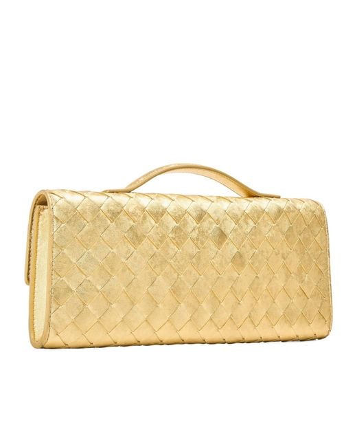 Bottega Veneta Metallic Woven Leather Clutch