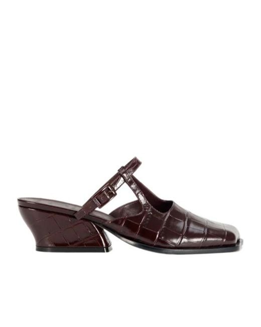 Loewe Brown Onda Embossed Mules