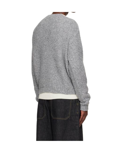 Studio Nicholson Gray Camden Wool Blend Long-Sleeved Knit Sweater for men