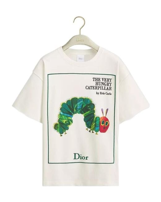Dior White Oversized Embroidered Book Cover T-Shirt