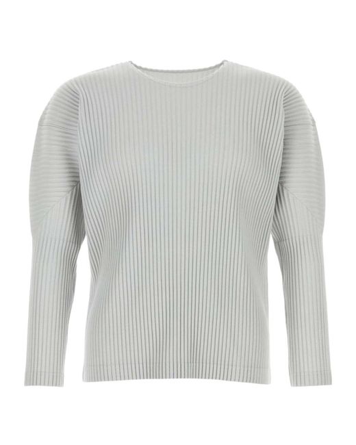Homme Plissé Issey Miyake Gray Homme Plissé Issey Miyake Pleated Crewneck T-Shirt for men