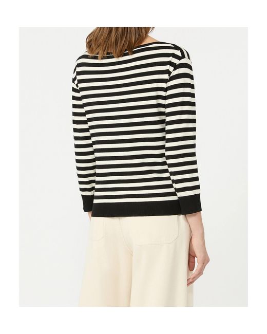 Weekend by Maxmara Black Striped Boat Neck Knitted Sweater