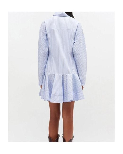Ganni Blue Striped Shirt Dress