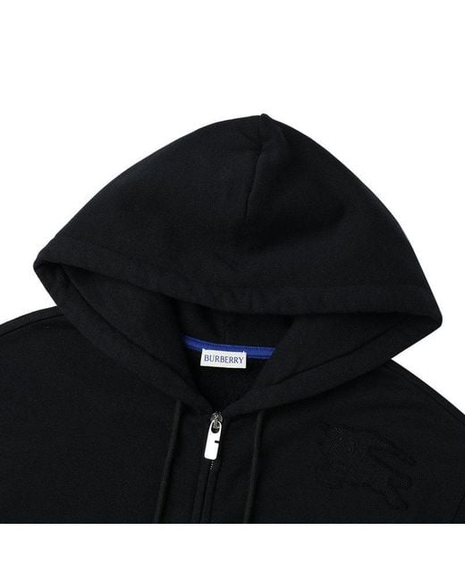 Burberry Black Embroidered-Logo Hoodie for men