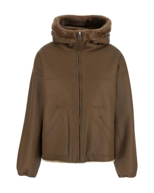 Blancha Brown Hooded Shearling Jacket