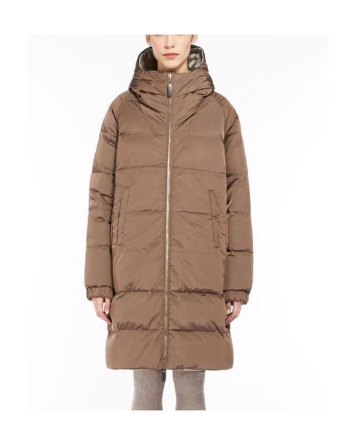Max Mara Brown Quilted Logo Down Jacket