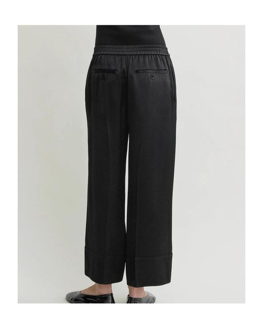 Totême Black Satin Drawstring Trousers