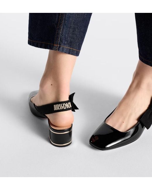 Dior Black Christian Bow Detailed Slingback Pumps