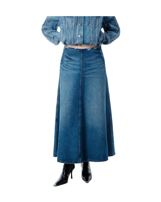 Alexander Wang Blue Logo Patch A-Line Denim Skirt