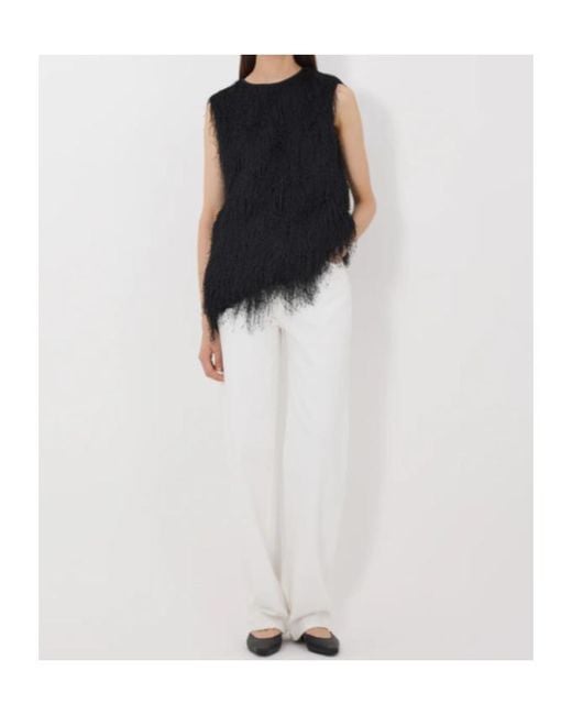 Loulou de Saison Black Yasmin Textured Sleeveless Top