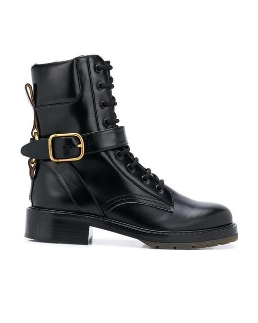 Chloé Black Chloé Diane Lace-Up Ankle Boots