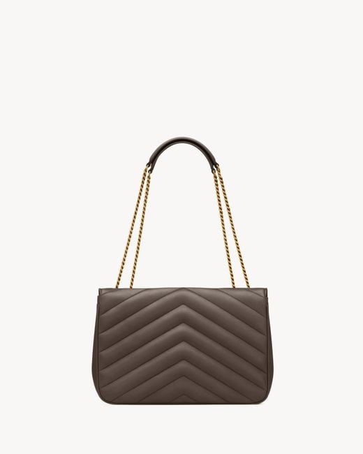 Saint Laurent Brown Loulou Foldover Top Large Shoulder Bag