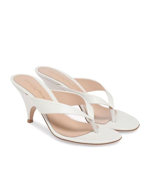 Gianvito Rossi White Sofia Thong 70 Leather Sandals
