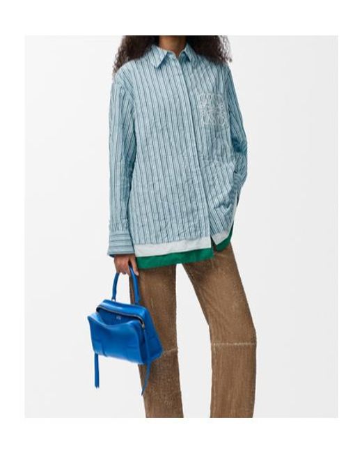 Loewe Blue Relaxed Stripe Logo Shirt