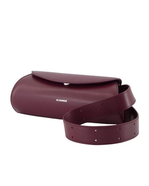 Jil Sander Purple Cannolo Logo Printed Mini Clutch Bag