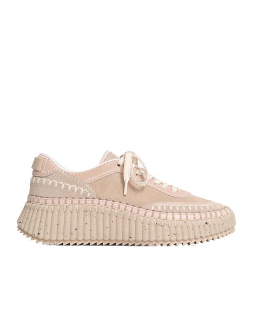 Chloé Pink Chloé Nama Lace-Up Sneakers
