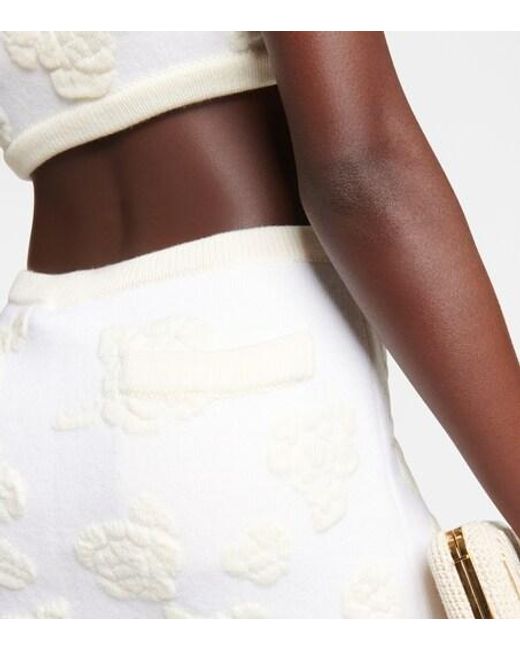 Magda Butrym White Embroidered High-Rise Wool-Blend Miniskirt