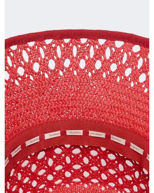 Max Mara Red Openwork Bucket Hat
