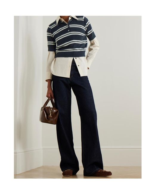 arch4 Blue Octavia Striped Cashmere Polo Shirt