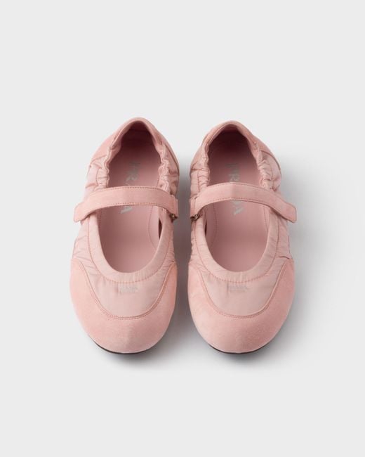 Prada Pink Round-Toe Mary Jane Ballerinas
