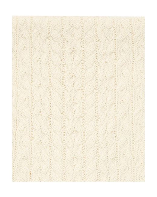 Loro Piana White Cashmere Geometric Jacquard Scarf
