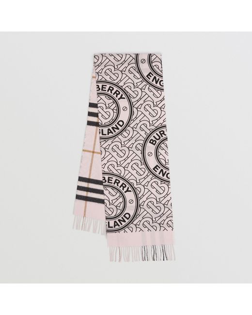 Burberry Pink Tb Logo-Print Reversible Check Scarf for men